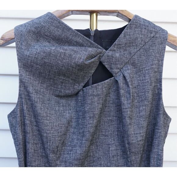 August 1 Eight Chic Grey Linen Blend Belted Dress - Picture 6 of 8